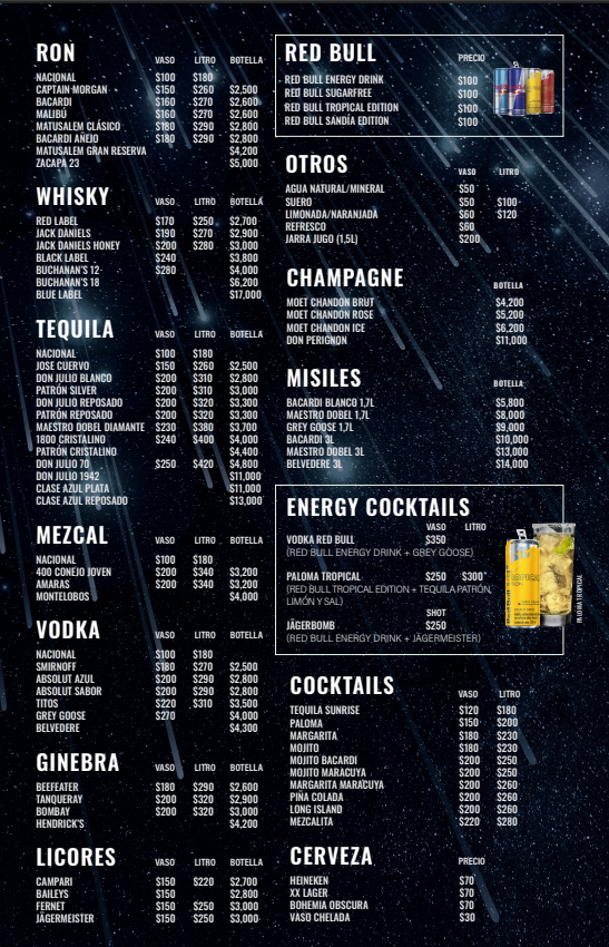 Menú original completo de On Heaven, con productos y precios. Usá el zoom para leer los detalles.
